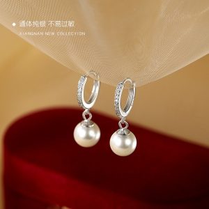 Boucles d'oreilles de perles de coque en argent S925 en gros en stock