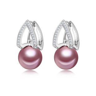Diamond-Encrusted Shell Pearl Earrings