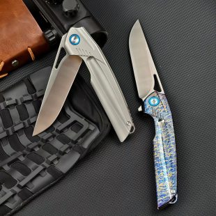 New D2 steel sheet bearing titanium alloy handheld outdoor camping portable fruit EDC knife